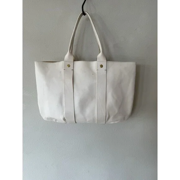 Clare V. Vivier La Tropezienne White Leather Shopper Tote Laptop Work Bag Troupe - Picture 2 of 12